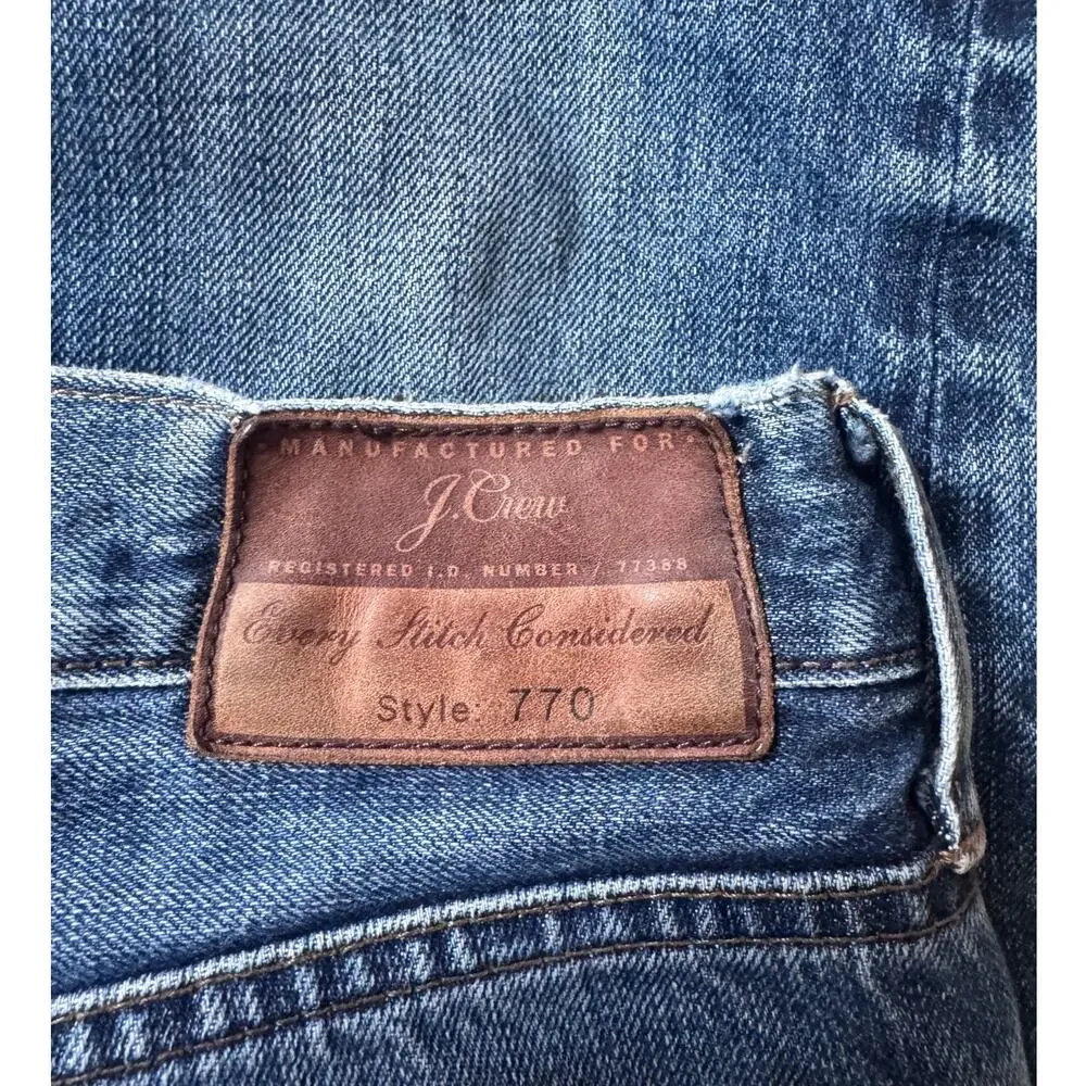 J.Crew | Kaihara Denim Medium Rinse Lined Straight Leg Style 770 Jeans | 29x32